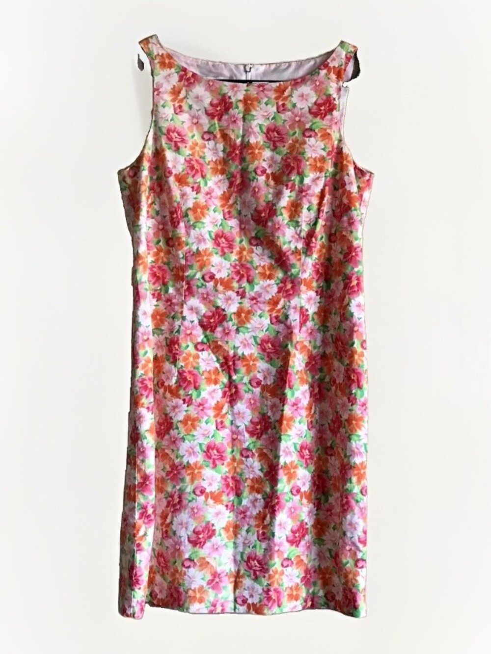 Victoria Holley Vibrant Pink Orange Floral Shift Dress Sleeveless Preppy 8P